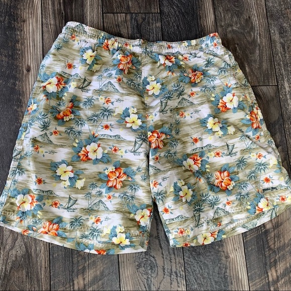 Vintage Swim Trunks BIMINI BAY Tropical Lined XL
